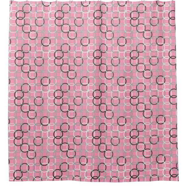 Cortina De Ducha Circulación moderna de mediados del siglo XX, rosa (Anverso)
