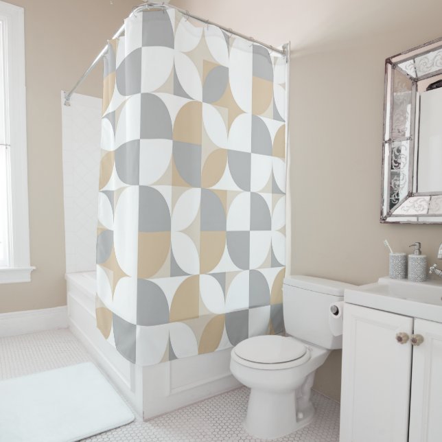 Cortina De Ducha Circular Flow – Bauhaus Style (In situ)