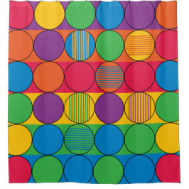 Cortina De Ducha Círculos y bandas de colores intensos