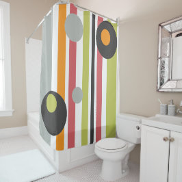 Cortina De Ducha círculos y rayas negrita moderno