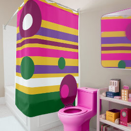 Cortina De Ducha círculos y rayas negrita moderno