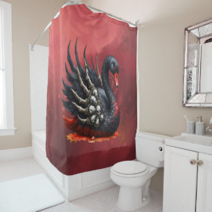 Cortina De Ducha Cisne oscuro de huesos: elegancia gótica