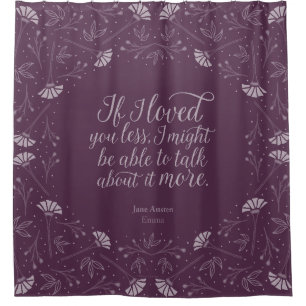 Cortina De Ducha Cita de amor floral de Jane Austen Emma Purple