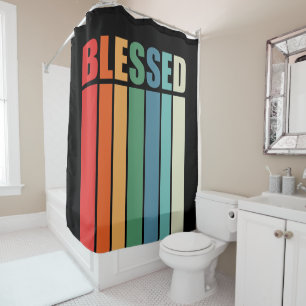 Cortina De Ducha Cita inspiradora de fe cristiana: Blessed Vintage