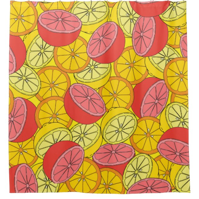 Cortina De Ducha Citrus seamless pattern many oranges, lemons, grap (Anverso)
