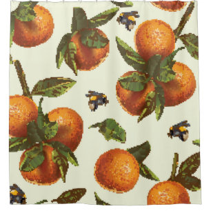 Cortina De Ducha Citrus y Bumblebee: sin foco vintage