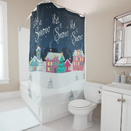 Cortina De Ducha Ciudad de los Navidades deja que la nieve decore N