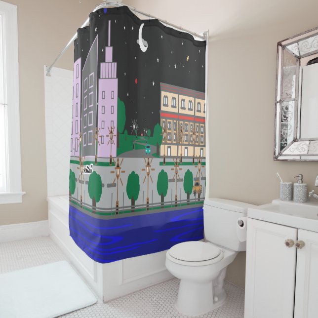 Cortina De Ducha Ciudad nocturna (In situ)