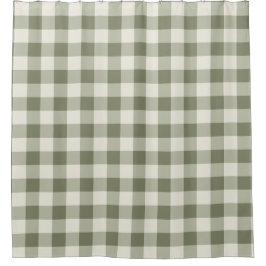 Cortina De Ducha Clásico Green Farmhouse Gingham Style