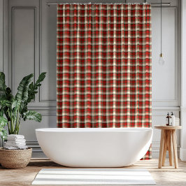 Cortina De Ducha Classic Christmas Curtain Red Green Plaid Style