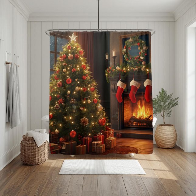 Cortina De Ducha Classic Cozy Fireplace & Christmas Tree  (Subido por el creador)