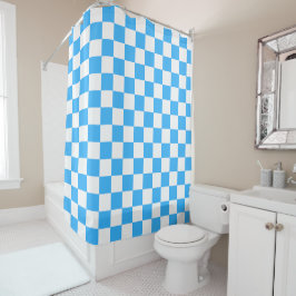 Cortina De Ducha Classic light blue checkerboard
