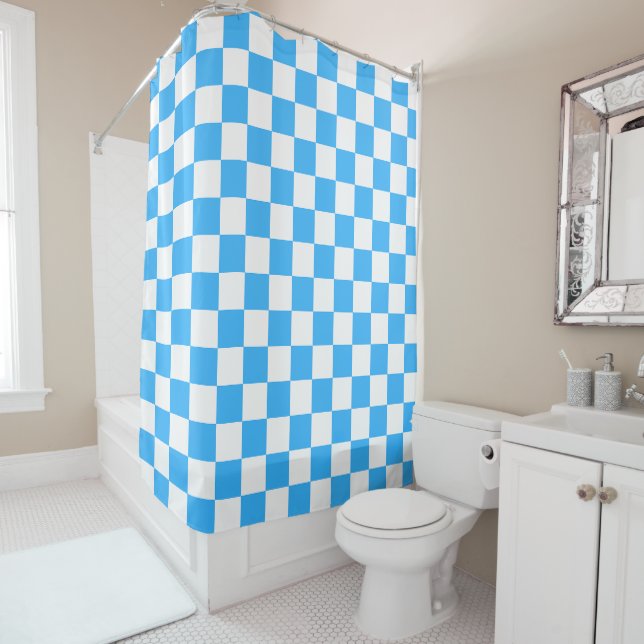 Cortina De Ducha Classic light blue checkerboard  (In situ)