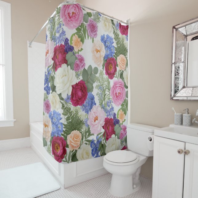 Cortina De Ducha Classic Romantic Floral Tapestry (In situ)