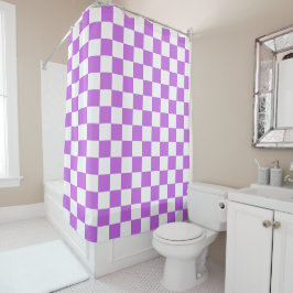 Cortina De Ducha Classic visual magenta checkerboard