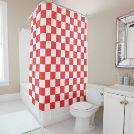 Cortina De Ducha Classic visual red checkerboard