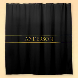 Cortina De Ducha Classy Personalizable Gold Text & Lines