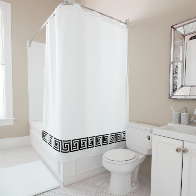 Cortina De Ducha Clave griega blanca y negra (In situ)