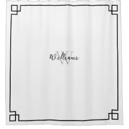 Cortina De Ducha Clave griega blanca y negra