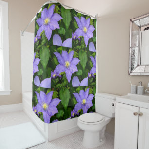 Cortina De Ducha Clematis morado y amarillo