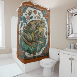 Cortina De Ducha Cloisonne Frog on Lily Pad