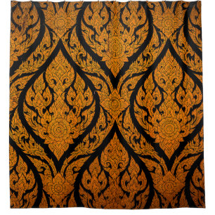 Cortina De Ducha Closeup Patrón tailandés tallando la foto del loto