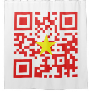Cortina De Ducha Código QR de la Bandera de Vietnam (Tôi Yêu Việt N