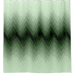 Cortina De Ducha Cojín decorativo verde oscuro y mint zigzag.