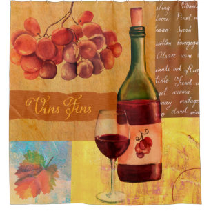 Cortina De Ducha Colección de vinos de estilo vintage con dibujo de