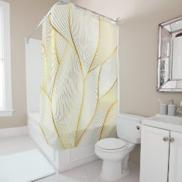 Cortina De Ducha Colección elegante de la línea blanca floral flora