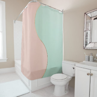 Cortina De Ducha Colección Moderna Abstracta Rosa Beige Menta