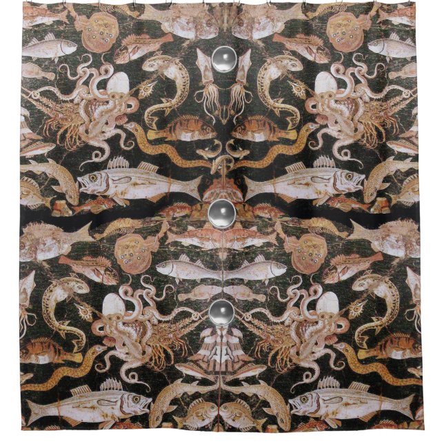 CORTINA DE DUCHA COLECCIÓN POMPEII/OCÉANO - ESCENA DE VIDA MARÍTIMA (Anverso)