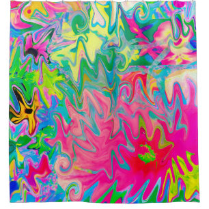 Cortina De Ducha Collage abstracto de jardín de flores coloridas