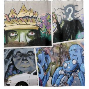 Cortina De Ducha Collage sucio colorido del arte de la calle