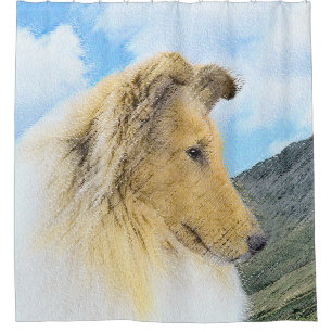 Cortina De Ducha Collie in Mountains (Rough) Pintura - Perro Art