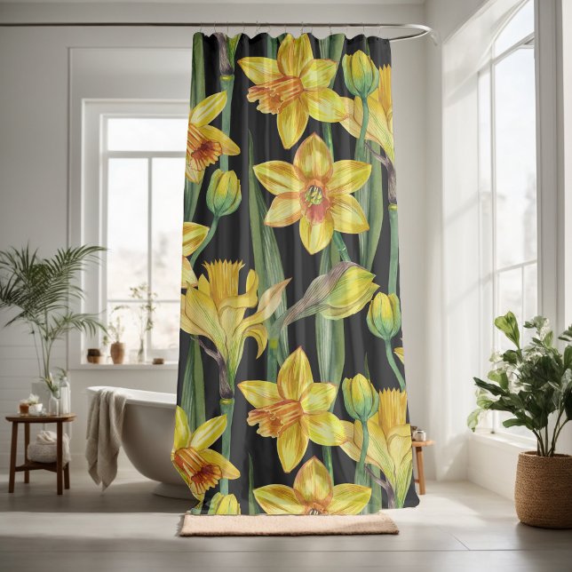 Cortina De Ducha Colocación de ojos floreciente amarillo (Subido por el creador)