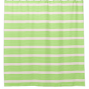 Cortina De Ducha Color verde limón y beige cinco rayas
