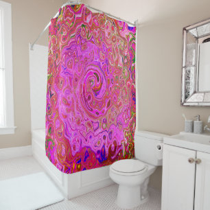 Cortina De Ducha Colores de Marcado Rosado Caliente Resumen Swirl R