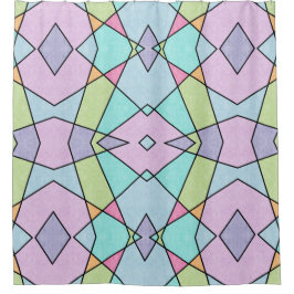 Cortina De Ducha Colores Pastel Azul Cutáneo Abstracto Geométrico