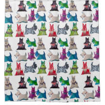 Colorful Scotties Shower Curtain
