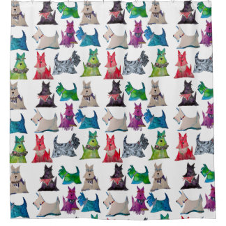 Cortina De Ducha Colorful Scotties Shower Curtain