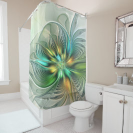 Cortina De Ducha Colorida Fantasía Moderna Abstracto Flor Fractal