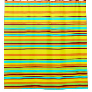 Cortina De Ducha Colorido Amarillo Azul Verde Raya Mediados de Sigl