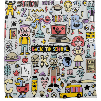 Cortina De Ducha Colorido conjunto de cosechas de Doodle School