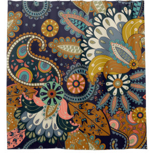 Cortina De Ducha Colorido Paisley: Papel de escritorio indio floral