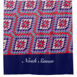 Cortina De Ducha colorido patrón de mosaico tribal bohemio