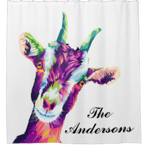 Cortina De Ducha Colorido Pop Art Goat Personalizado