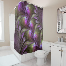 Cortina De Ducha Colorido Resumen Violeta Púrpura Khaki Arte Fracta