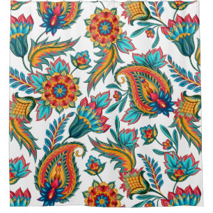 Cortina De Ducha Coloridos acuarelas Floral Vintage Paisley