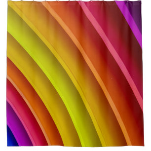 Cortina De Ducha Columna de arco iris morado, rojo y amarillo